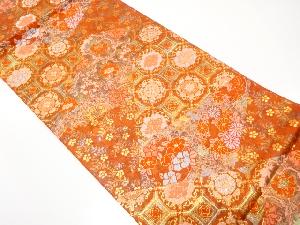 切りばめ風　唐花に花丸模様織り出し　袋帯